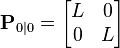 \textbf{P}_{0|0} = \begin{bmatrix} L & 0 \\ 0 & L \end{bmatrix} 