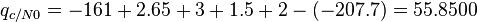 q_{c/N0} = -161 + 2.65 + 3 + 1.5 + 2 - (-207.7) = 55.8500